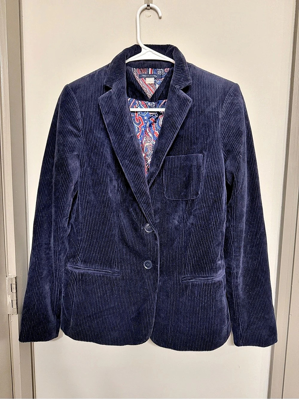 Tommy Hilfiger Corduroy Paisley-Lined Blazer in Blue